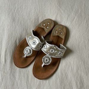 Jack Rogers platinum and white flat sandals